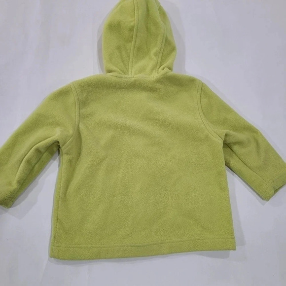 Janie and Jack Size 12m - 24m 2T lime green Fleece sweater hoodie zip sweatshirt - Picture 4 of 5
